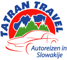 Illustratief ontwerp voor reisorganisatie Tatran Travel in de kleuren rood, blauw en groen
