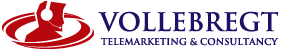 Pictogram voor telemarketingbedrijf in de kleuren blauw en rood